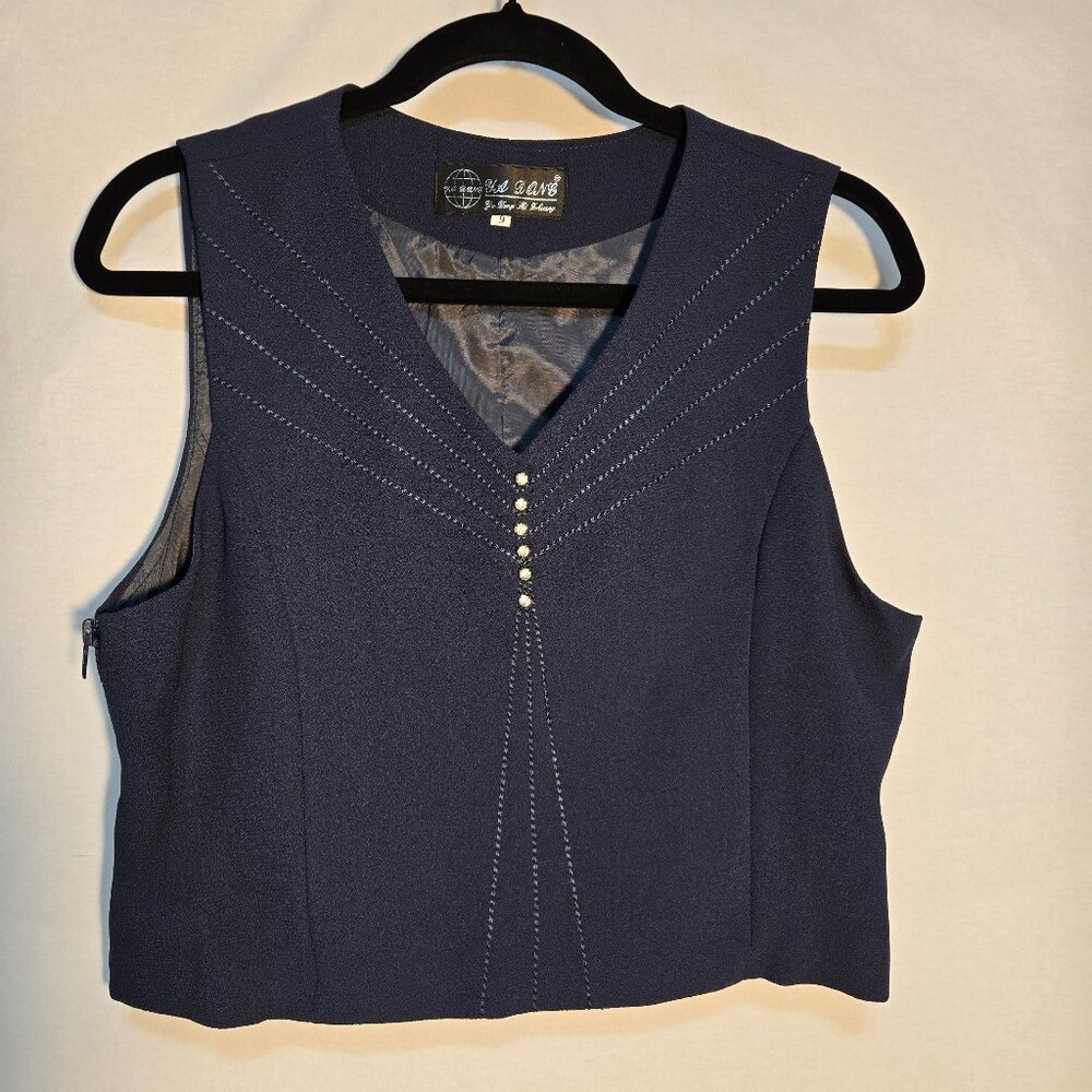 VINTAGE Rare Y2K Fairy Girly BLUE Chunky Zipper Cropped Vest Size 9 LIKE NEW!